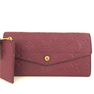 Authentic LV Louis Vuitton Monogram Empreinte Sarah Bifold Long Wallet W/ Insert